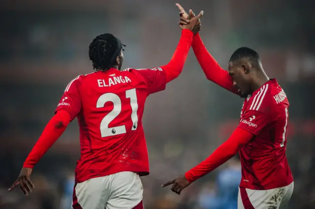 Anthony Elanga of Nottingham Forest celebrates scoring the opening goal