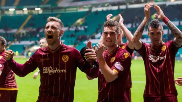 Louis Moult celebrates at Celtic Park