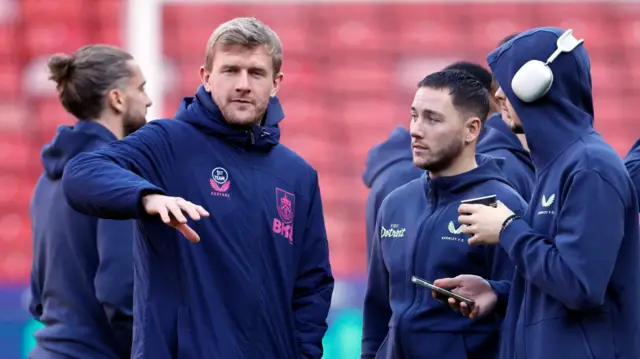 Burnley players warm up