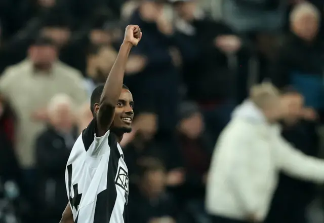 Newcastle United's Alexander Isak celebrates scoring their second goal