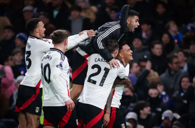 Fulham celebrate at Stamford Bridge