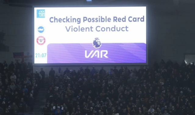 VAR screen "Checking for violent conduct"