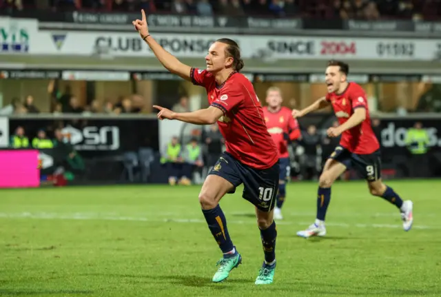 Falkirk's Aiden Nesbitt celebrates