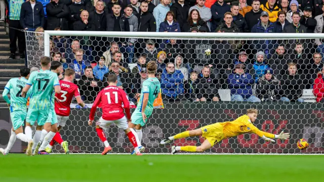 Anis Mehmeti scores Bristol City's second goal against Portsmouth