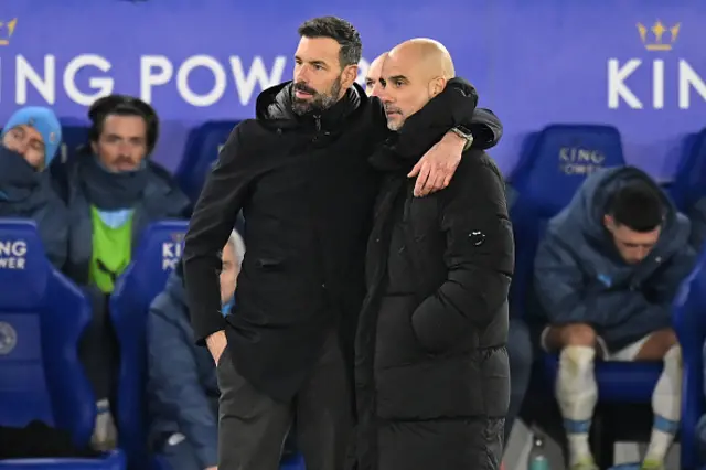 Ruud van Nistelrooy, Manager of Leicester City and Pep Guardiola