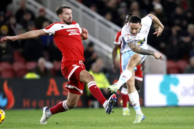 Burnley's Josh Brownhill shoots wide