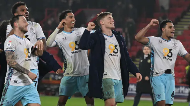 Burnley players celebrate after beating Sheffield United on Boxing Day