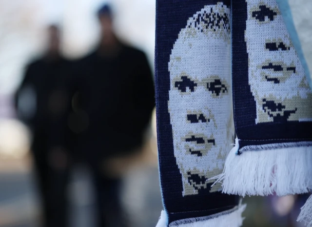 A scarf of Manchester City's Erling Haaland