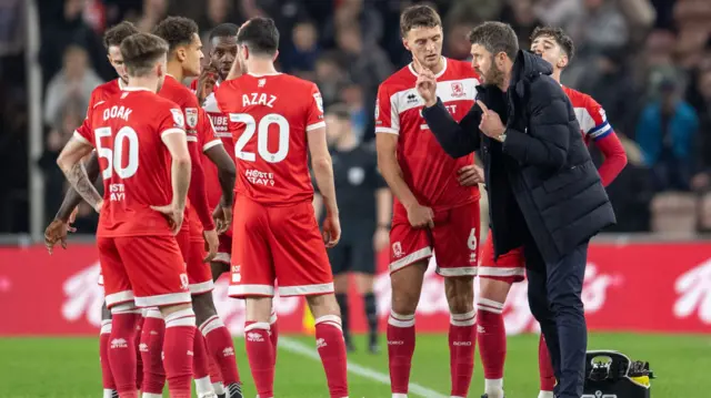 Middlesbrough boss Michael Carrick talking to his players