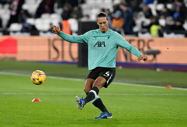 Virgil van Dijk of Liverpool warms up