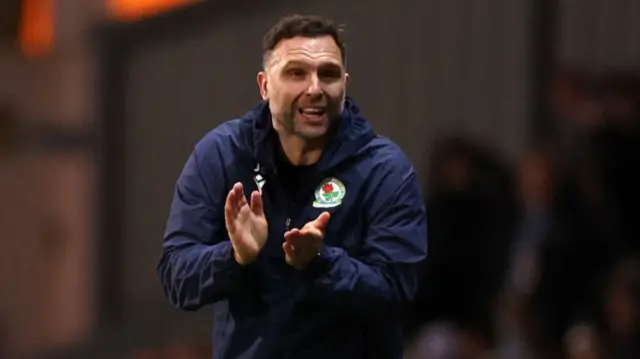 Blackburn manager John Eustace encourages his team