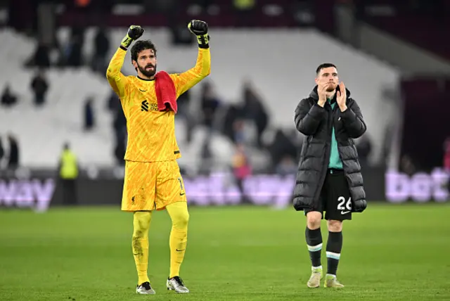 Alisson Becker of Liverpool celebrates