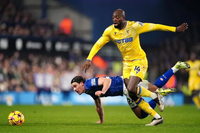 Crystal Palace's Jean-Philippe Mateta gets past Ipswich Town's Jacob Greaves to score his side's first goal