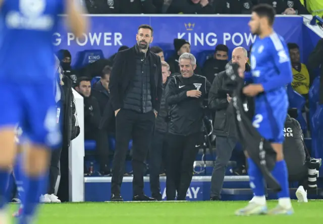 Ruud van Nistelrooy, Manager of Leicester City, looks on prior to the Premier League match against West Ham United