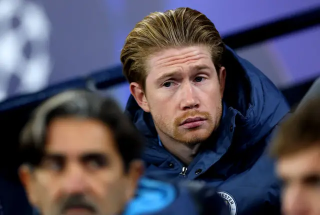 Kevin De Bruyne on the bench looking sad