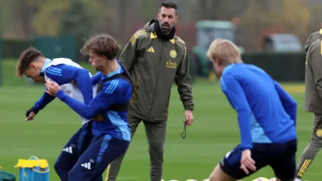 Leicester City manager Ruud van Nistelrooy during a training session