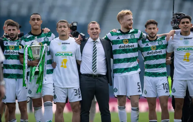 Celtic players with Scottish Cup