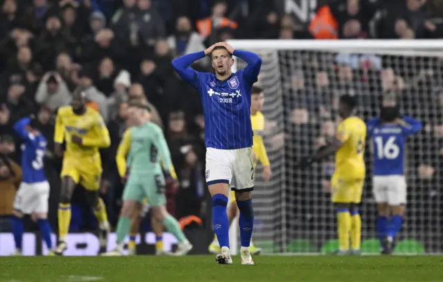 Ipswich Town's Harry Clarke reacts