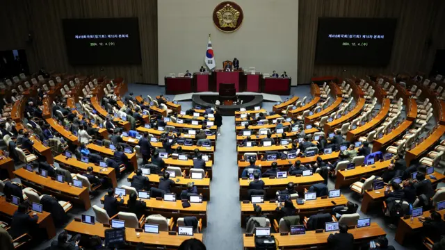 Lawmakers sit inside the hall at the National Assembly