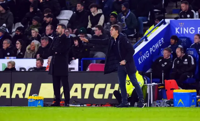 Leicester City manager Ruud van Nistelrooy and West Ham United manager Julen Lopetegui