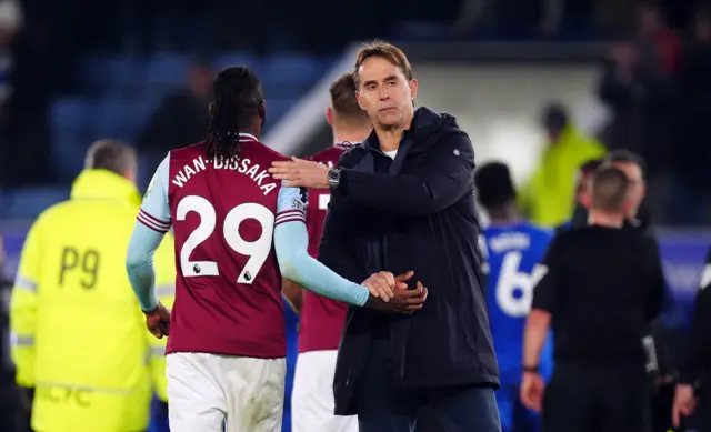 Lopetegui shakes hands with Wan-Bissaka at full time