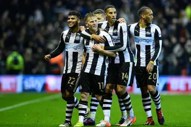 Matt Ritchie celebrates scoring against Nottingham Forest for Newcastle in December 2016