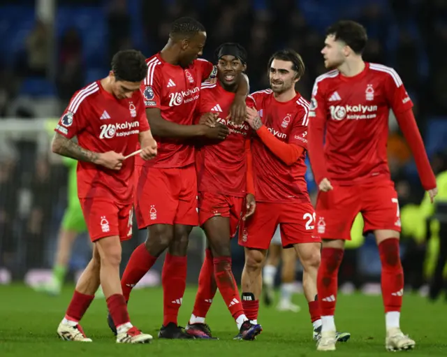 Nottingham Forest players celebrate