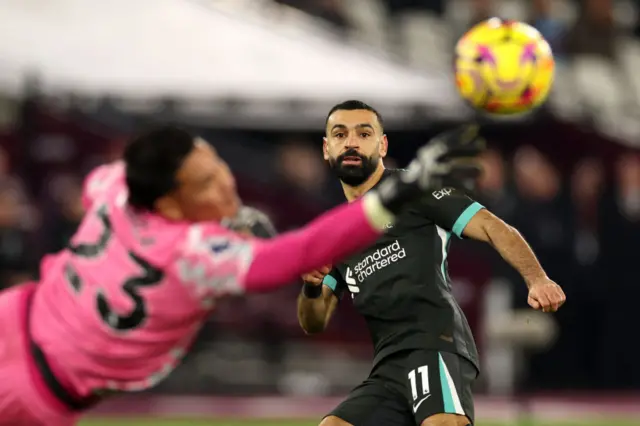 Mo Salah in action for Liverpool against West Ham