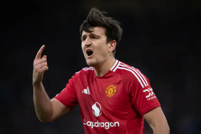 A shouting Harry Maguire of Manchester United