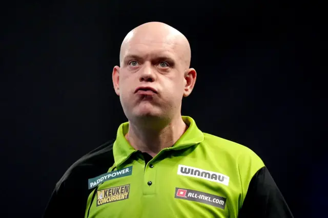 Michael van Gerwen during his match against Jeffrey de Graaf during day thirteen of the Paddy Power World Darts Championship at Alexandra Palace, London