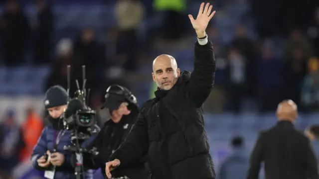 Man City manager Pep Guardiola after victory at Leicester