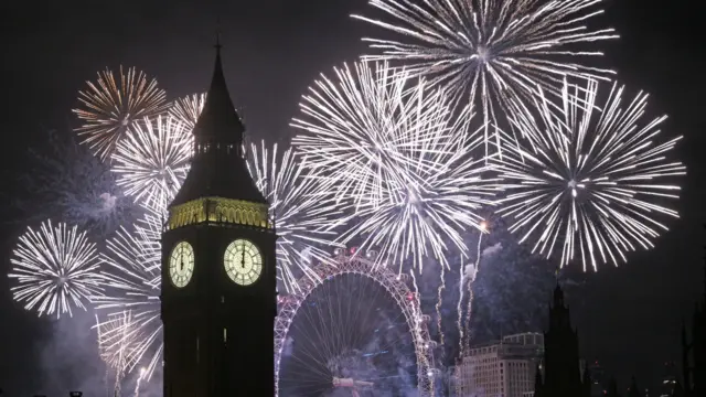 New Year's Eve firework display over Big Ben