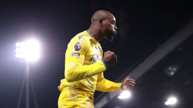 Mateta celebrates after scoring for Crystal Palace against Leicester