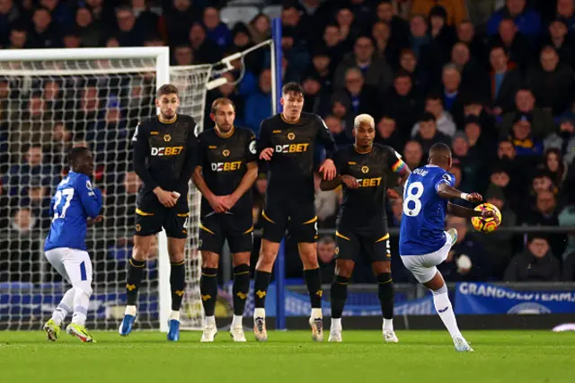 Ashley Young of Everton scores the opening goal