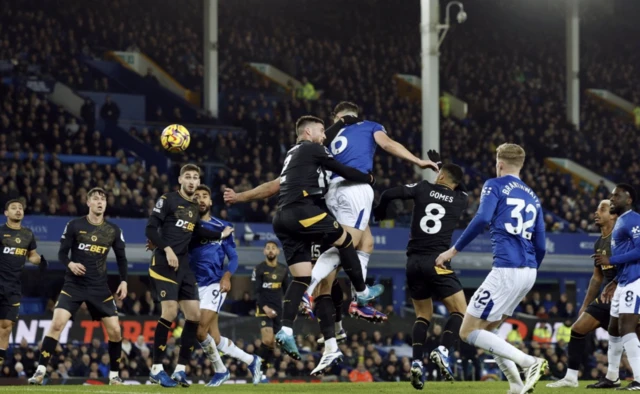 Everton's James Tarkowski scores their second goal