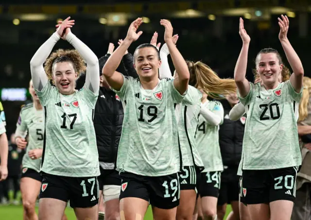 Wales players celebrate