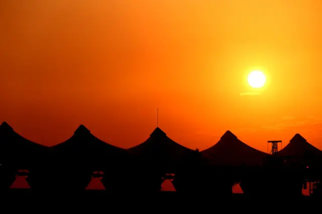 Sunset over Yas Marina circuit