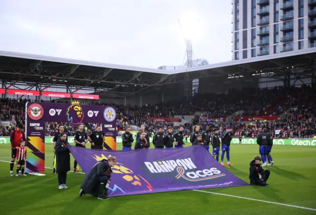 Rainbow Laces display before Brentford v Leicester