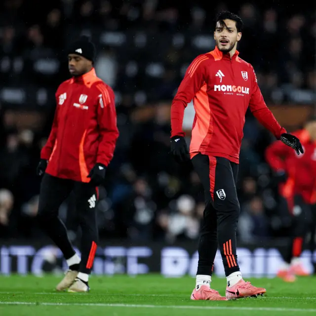 Fulham players do shooting practice before their game v Brighton