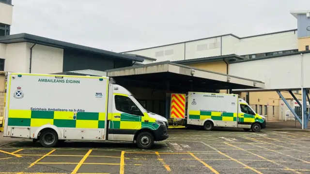 Generic image of two ambulances outside a hospital in Aberdeen