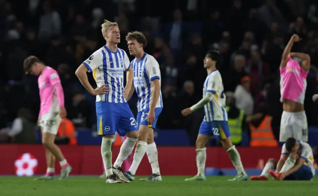 Brighton players react to their home draw with Southampton