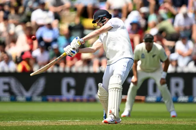 Harry Brooks hits over the covers for six