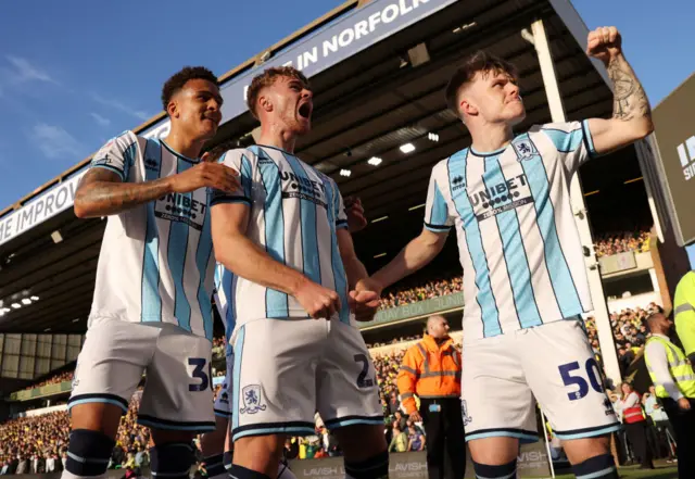 Middlesbrough players celebrate a goal