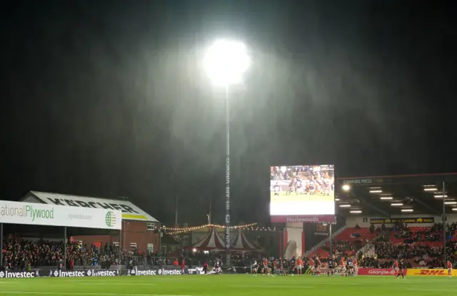 General view of rainy Kingsholm