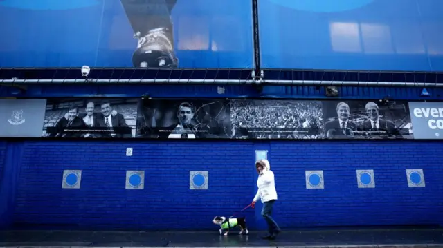 General view outside the stadium after the match is postponed due to bad weather caused by storm Darragh