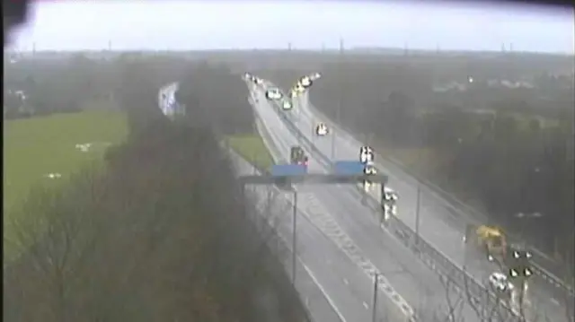 CCTV screenshot of traffic on the M5 2/3B Junction 1