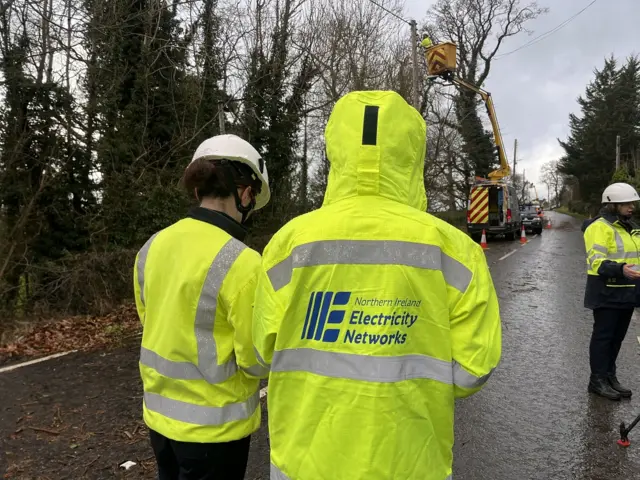 NIE staff attend the scene of a fallen tree