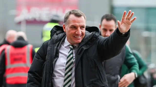 Brendan Rodgers arrives at Celtic Park