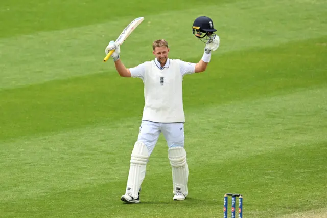 Joe Root celebrates century