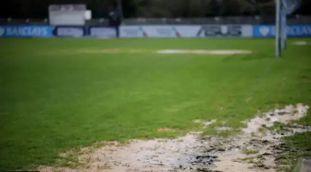 Waterlogged football pitch